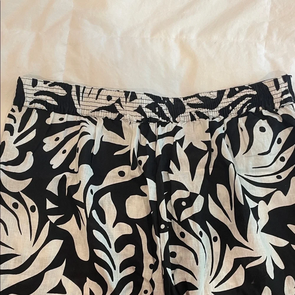 Rachel Zoe 100% Linen Black and White Leaf Print Pants XL NWT - Picture 5 of 5